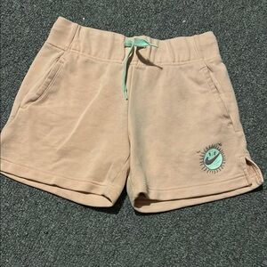 Nike Tan and Green Athletic Shorts with Elastic Waistband